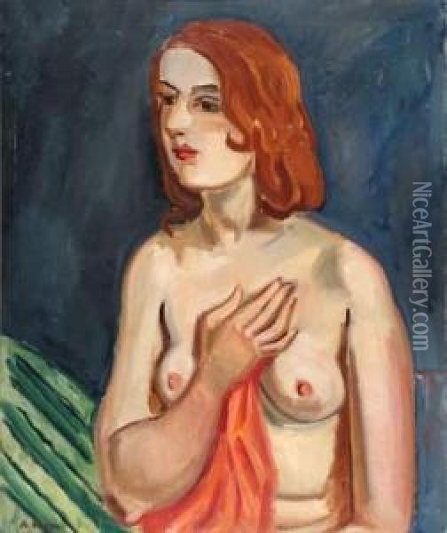Femme Rousse Aux Seins Nus Oil Painting - Andre Favory