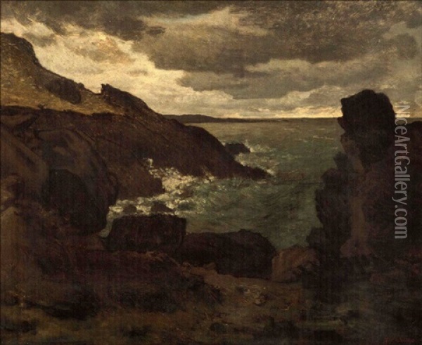 The Sea By The Cliffs At Greville Oil Painting - Jean-Francois Millet