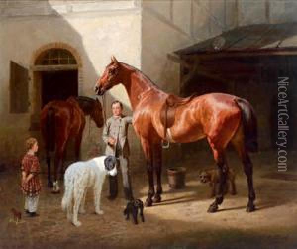 Prima Della Passeggiata A Cavallo Oil Painting - Friedrich Randel