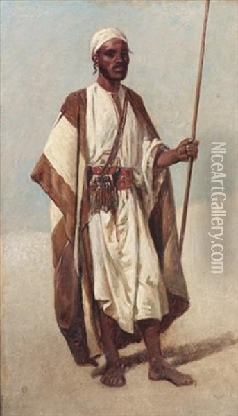 A North African Tribesman Oil Painting - Frederick Goodall