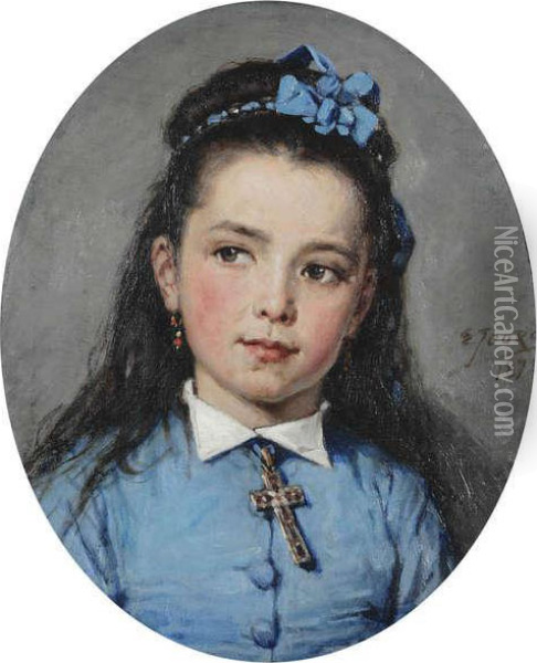 Portret Van Een Meisje Oil Painting - Eugene Joors
