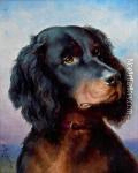 Hundeportrait Oil Painting - Carl Reichert