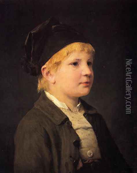 Portrait of a Young Boy Oil Painting - Albert Anker