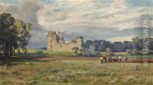 Caerlaverock Castle Oil Painting - David Farquharson