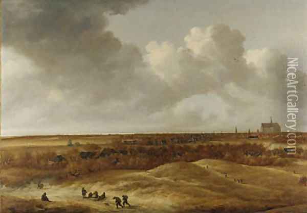 A panoramic landsape with Haarlem and the river Spaarne in the distance Oil Painting - Jan The Younger Vermeer Van Haarlem