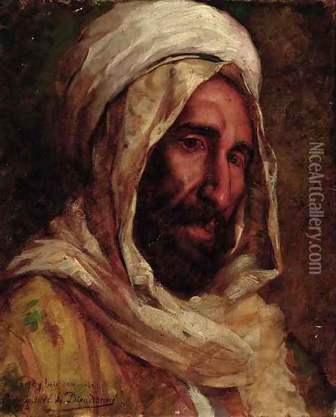 An Arab Gentleman, head and shoulders Oil Painting - Emmanuel De Dieudonne