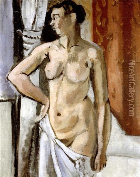 Nu Debout De Face, Devant Une Fenetre, Tete Tournee Vers La Droite Oil Painting - Henri Matisse