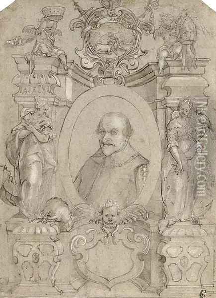 Portrait of Johann Schweickhardt von Kronberg, Archbishop of Mainz Oil Painting - Gerhard Brutck