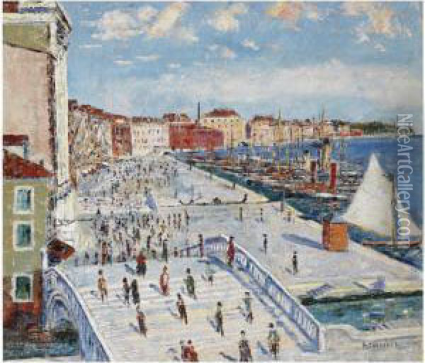 Venise, Quai Des Esclavons Oil Painting - Pierre Thevenet