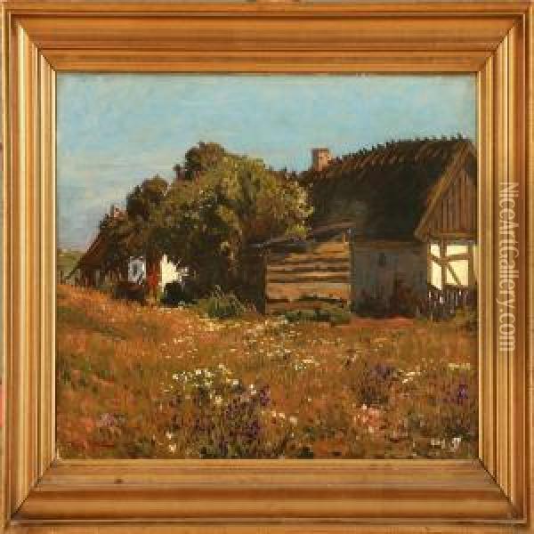 Summer Day At A Farm Oil Painting - Fritz Kraul