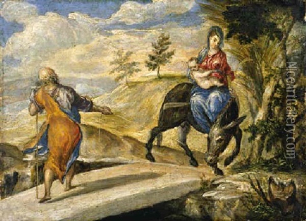 The Flight Into Egypt Oil Painting -  El Greco