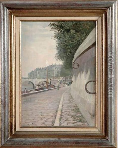 Quai De Paris Oil Painting - Anatole Eugene Hillairet