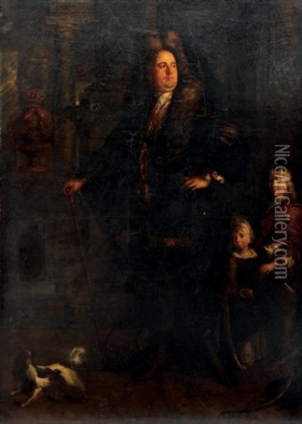 Portrait D'homme Et Ses Enfants Oil Painting - Jan de Reyn