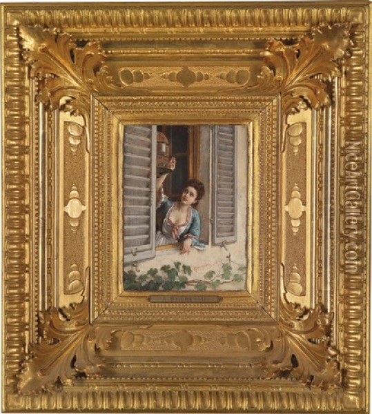 Der Kleine Liebling Oil Painting - Angiolo Romagnoli