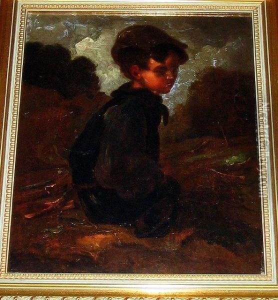 Study Of A Young Boy, Seated Oil Painting - Thomas Barker of Bath
