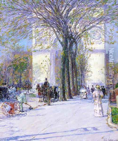 Washington Arch, Spring Oil Painting - Frederick Childe Hassam