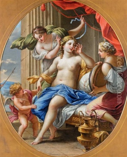 La Toilette De Venus Oil Painting - Charles Poerson