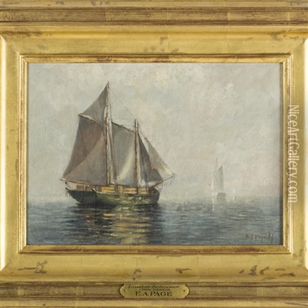 Lumber Schooner, Lynn Harbor Oil Painting - Edward A. Page