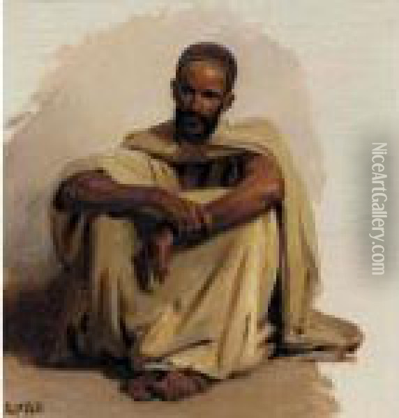 Seated Arab Oil Painting - Isidore Alexandre Augustin Pils