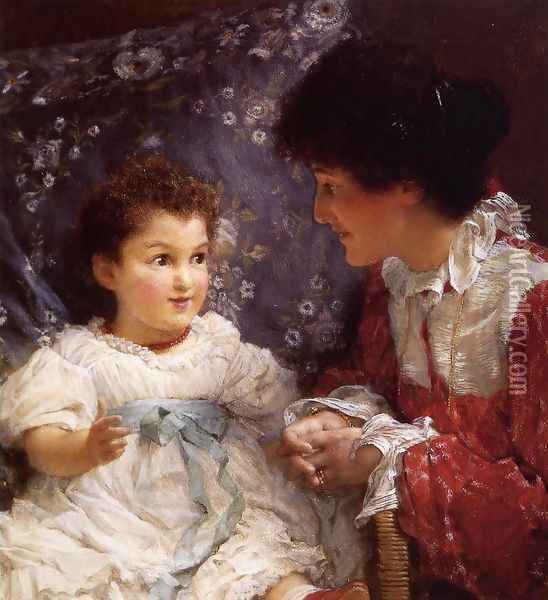 Mrs George Lewis and Her Daughter Elizabeth Oil Painting - Sir Lawrence Alma-Tadema
