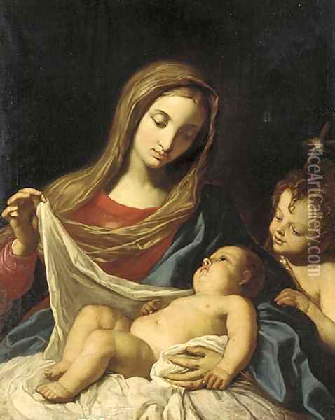 The Madonna and Child, with the Infant Saint John the Baptist Oil Painting - Elisabetta Sirani
