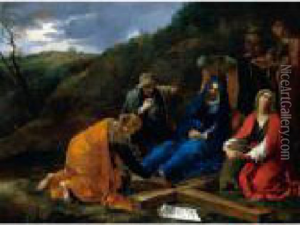 The Three Maries Lamenting At The Foot Of The Cross Oil Painting - Andrea Di Lione