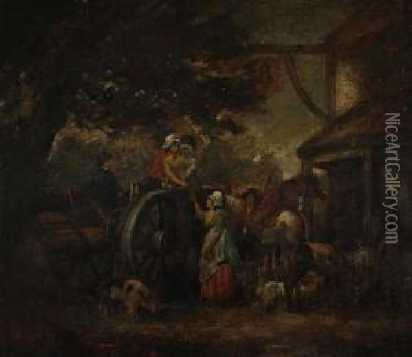 The Market Wagon Oil Painting - George Morland