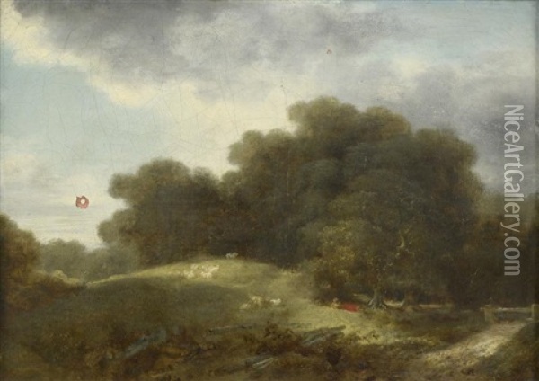 Bergere Et Moutons Dans Un Paysage Oil Painting - Jean-Honore Fragonard