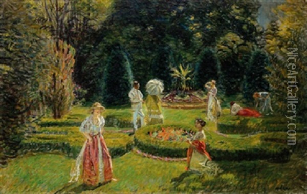 Im Garten Oil Painting - Lajos Mark