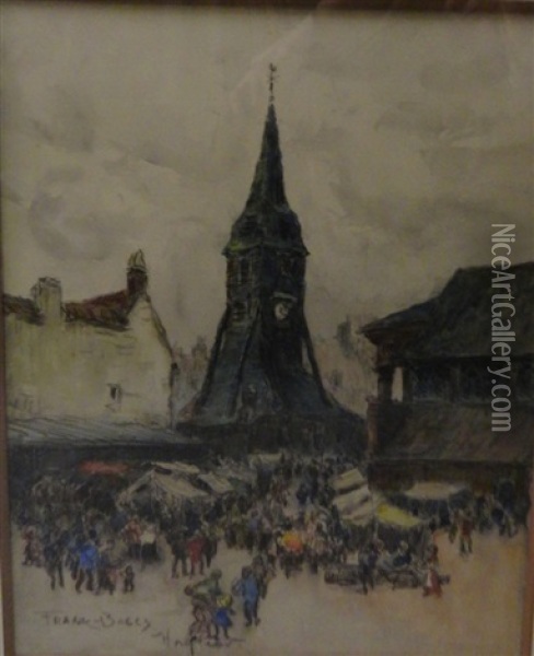 Honfleur, La Place Du Marche Sainte Catherine Oil Painting - Frank Myers Boggs