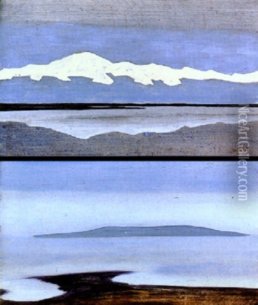 Landscape With Lake Oil Painting - Nikolai Konstantinovich Roerich