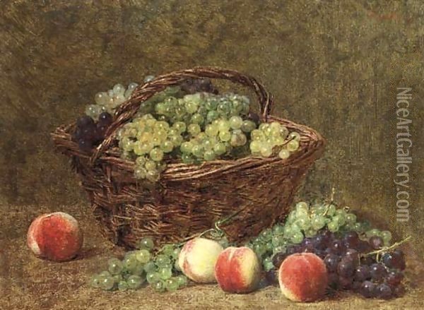 Panier de raisins blancs et de paches Oil Painting - Ignace Henri Jean Fantin-Latour