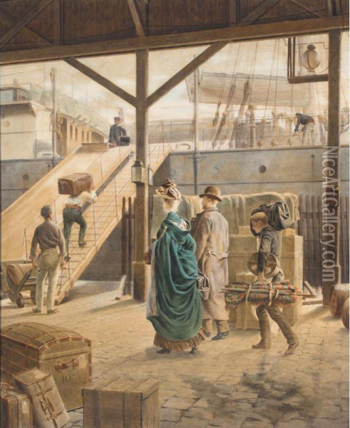 Embarquement Pour New York Oil Painting - Auguste Louis Georges Loustanau