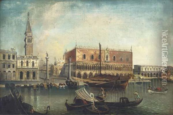 The Molo And The Piazzetta, Venice, From The Bacino Oil Painting - (Giovanni Antonio Canal) Canaletto