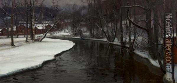 Talvi Fiskarsissa Oil Painting - Victor Westerholm