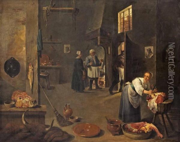 Hos Slaktaren Oil Painting - David The Younger Teniers
