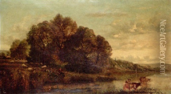 A Landscape Near Aberdovey Oil Painting - John Cuthbert Salmon