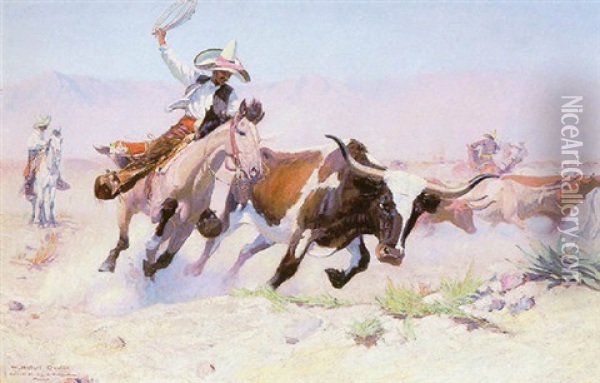 A Vaquero Oil Painting - William Herbert Dunton
