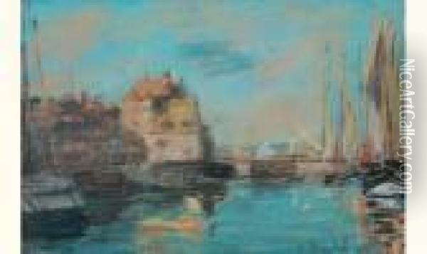  Honfleur, Le Vieux Bassin Et La Lieutenance  Oil Painting - Eugene Boudin