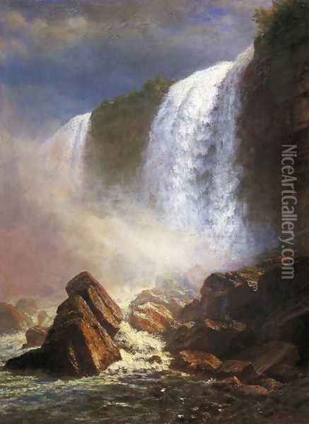 Falls Of Niagara From Below Oil Painting - Albert Bierstadt