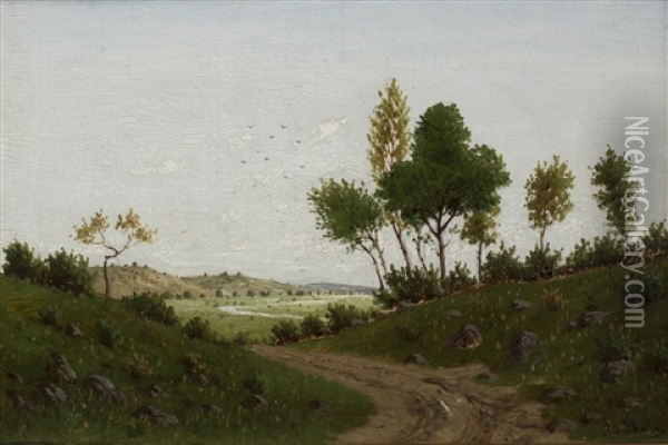Landschaft Mit Fluss Oil Painting - Albin Lhota
