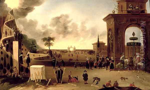 The Narrow Gate to Heaven and the Wide Gate to Hell Oil Painting - Cornelis de Bie
