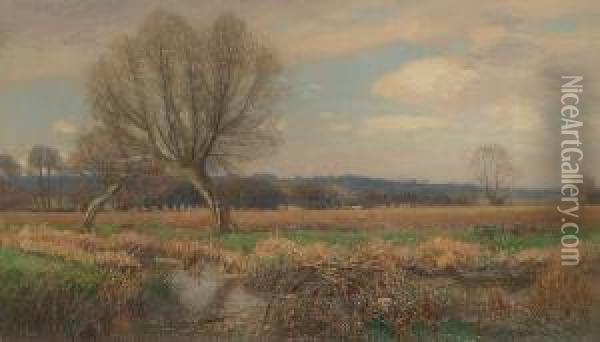 Water Meadows Oil Painting - Walter H. Goldsmith
