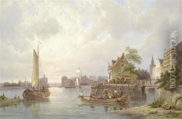 The Zandhoek, Amsterdam Oil Painting - Pieter Christian Dommersen