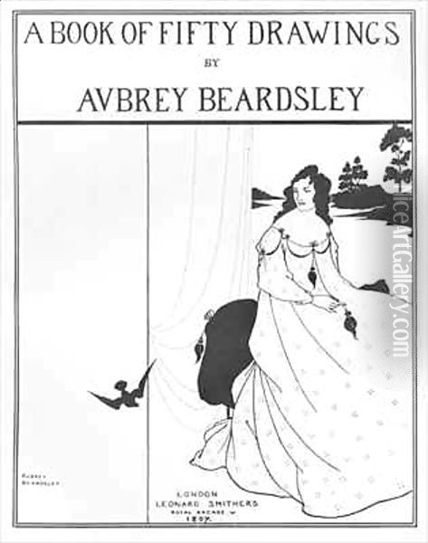Title Page for 'A Book of Fifty Drawings' Oil Painting - Aubrey Vincent Beardsley