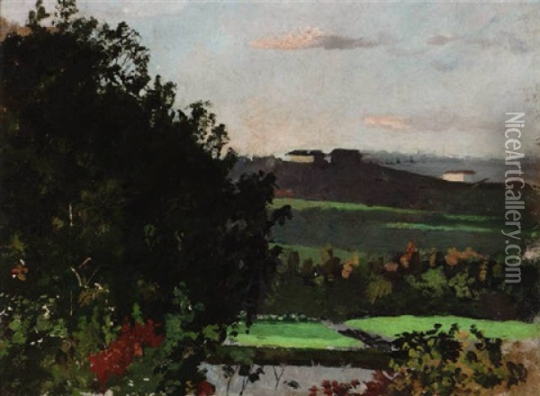 Landskap - Fra Gruners Have Oil Painting - Edvard Munch