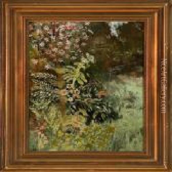 A Vigorous Garden Oil Painting - Bertha Wegmann