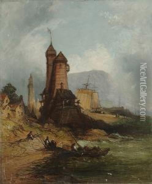 Harbour Scene Oil Painting - Henry John Foley