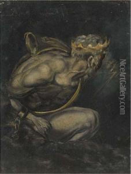 Crowned Figure With Lightening Oil Painting - Johann Henry Fuseli