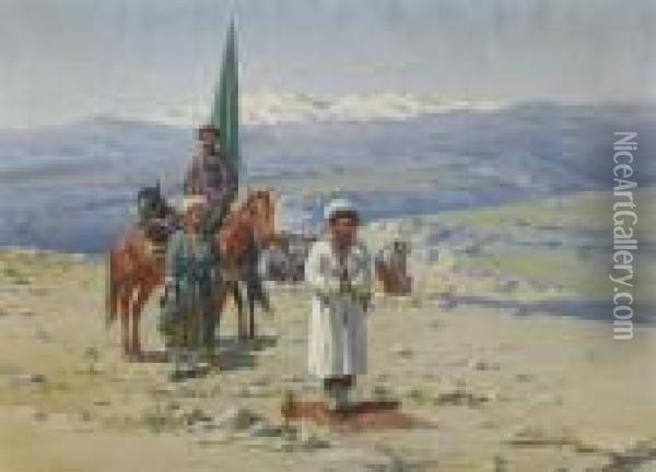 Imam Shamil In The Caucasus Oil Painting - Richard Karlovich Zommer